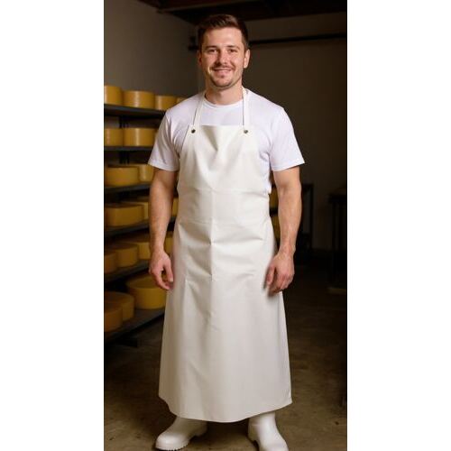 Grembiule in gomma bianco / Lunghezza: 130 cm