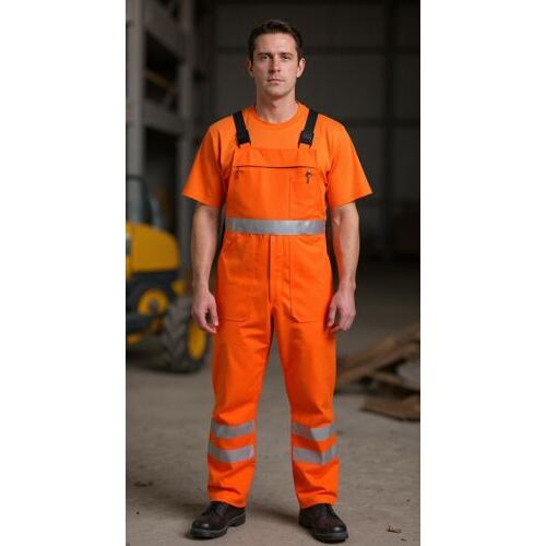 Warnschutzlatzhose orange mit Leuchtstreifen von Fischer Pêcheur