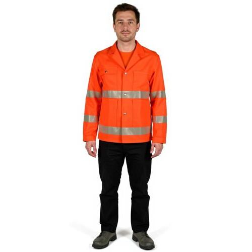 Warnschutzjacke orange mit Leuchtstreifen von Fischer Pêcheur