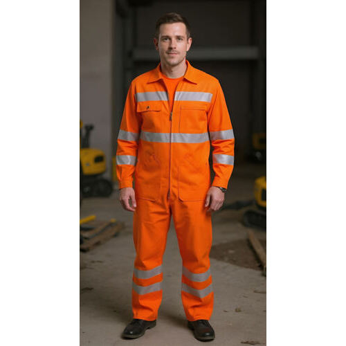 Warnschutzoverall orange mit Leuchtstreifen von Fischer Pêcheur