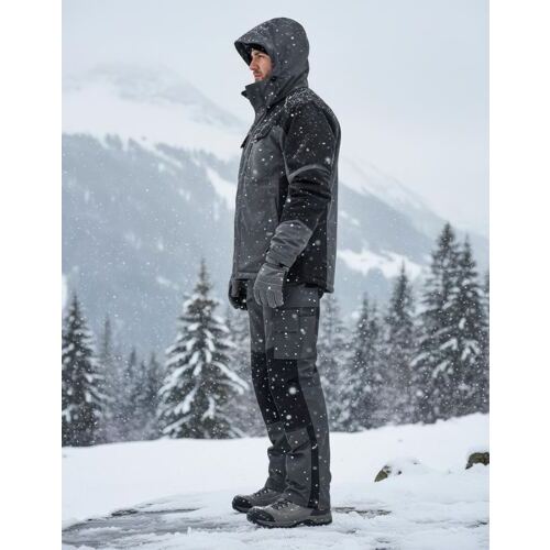 Pantaloni da lavoro invernali elasticizzati con pile antracite-nero Fischer Pêcheur