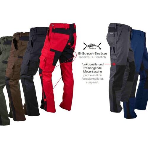 Arbeitshose STRETCH rot-schwarz von Fischer Pêcheur