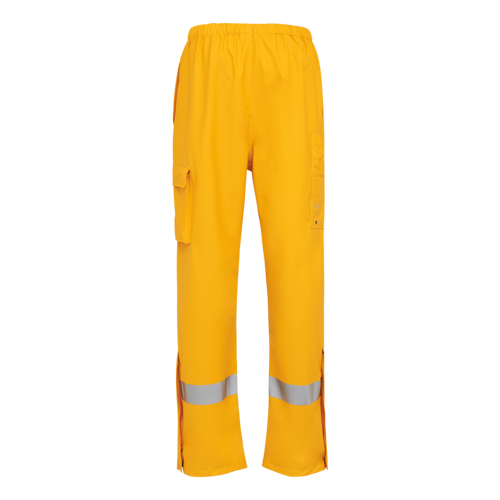 ELKA rain pants, yellow PU with reflective stripes